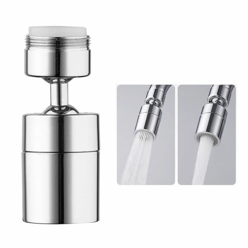 Splash proof 360 degree swivel dual spray aerator in a faucet