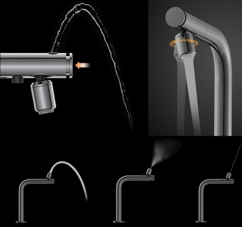 Innovative 3 functions pull out sprayer for bathroom faucet